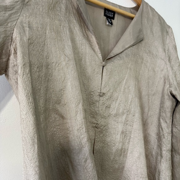 Eileen Fisher Light Tan Blazer Blouse 100% Silk with silk lining - Picture 5 of 13